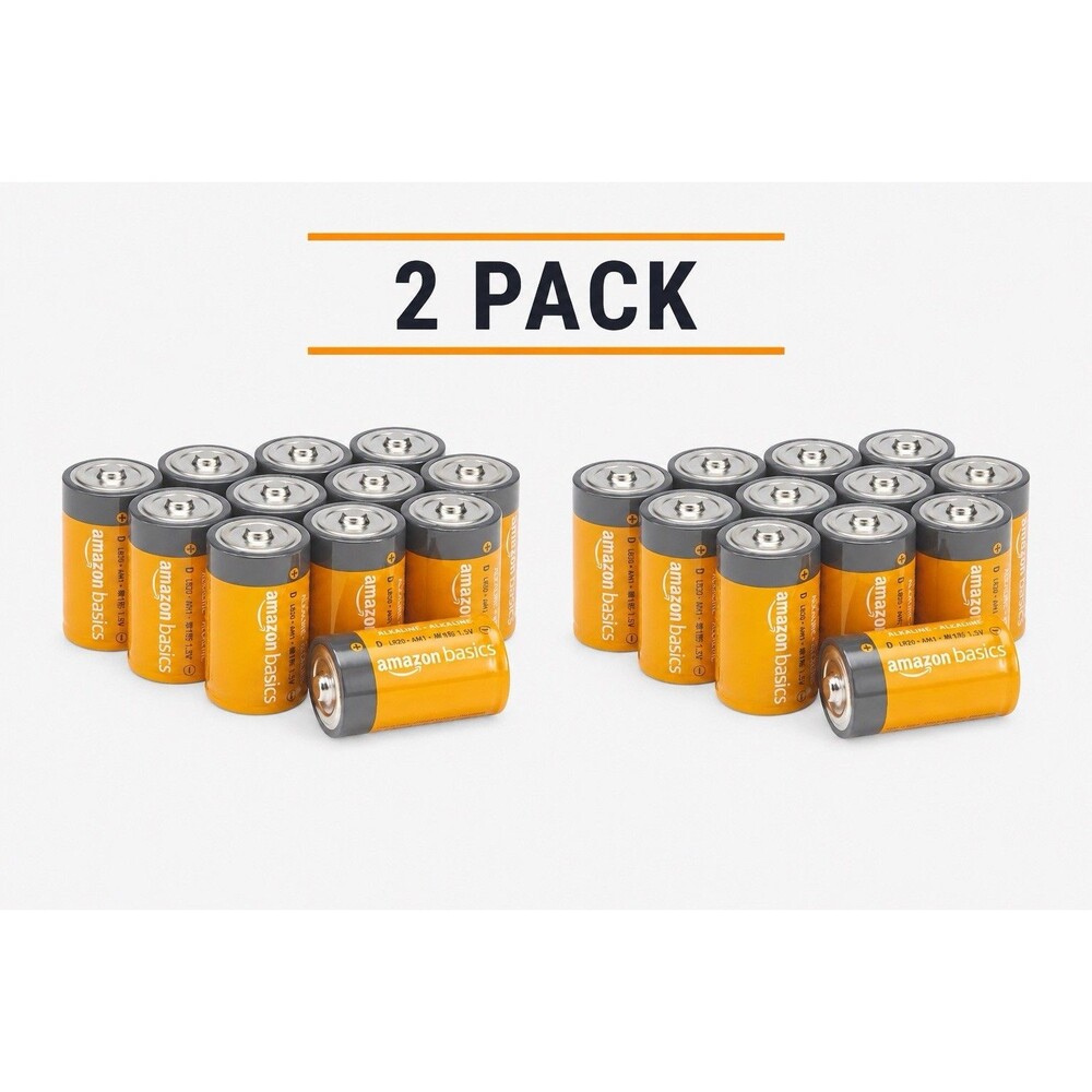 2-Pack Amazon Basics 12 Pack D Cell All-Purpose Alkaline Batteries